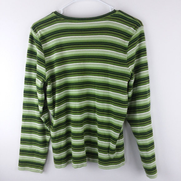 Liz Claiborne Sz L Striped Long Sleeve Shirt - Picture 3 of 3